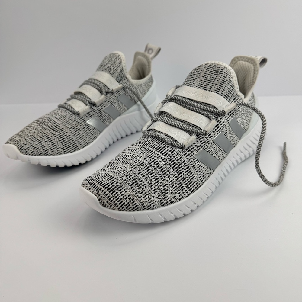 Adidas Originals Gray and White Sneakers with Knit Upper